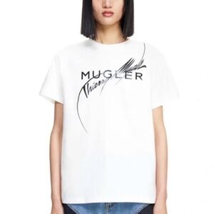 Thierry Mugler x H&M Women’s White Logo Designer Star Printed T-Shirt